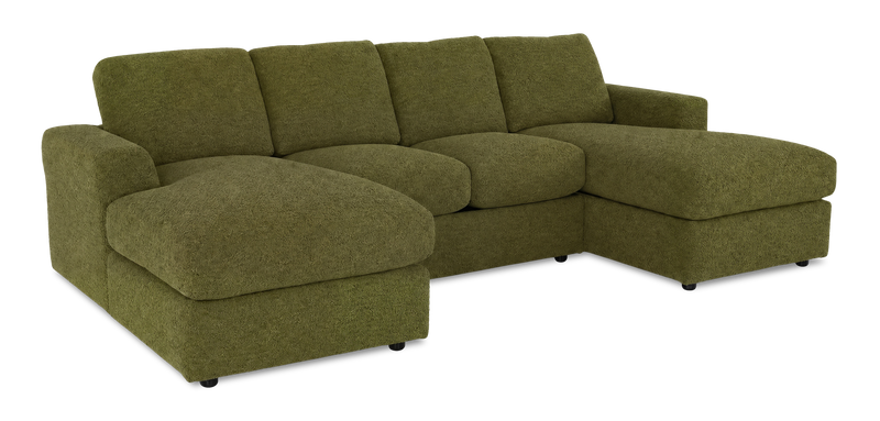 Sofa sectionnel avec deux fauteuils longs personnalisable Curve de Sofa Lab fabriqué au Canada en tissu - Chenille Moss