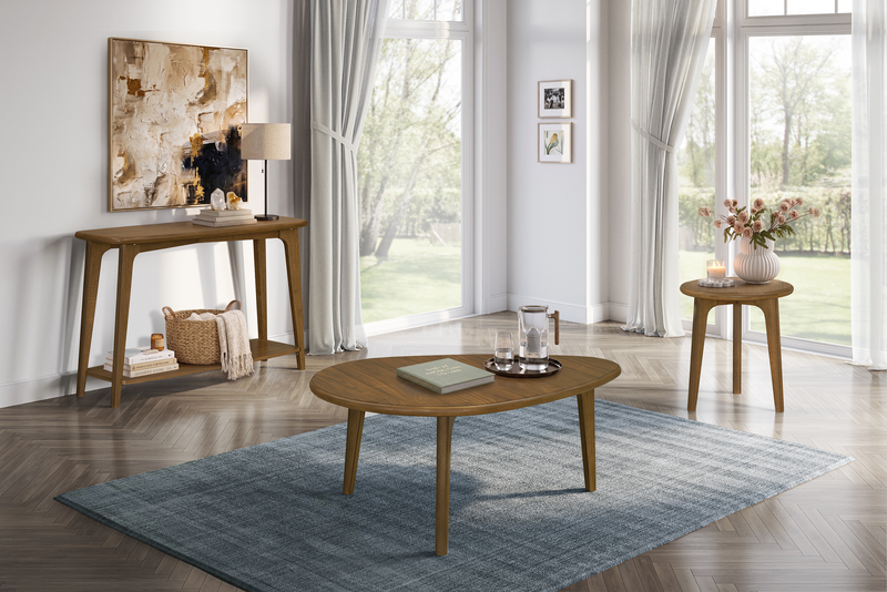 Table à café ovale moderne Deco de 42,5 po - noyer