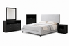 Delta Upholstered Bed in Grey Polyester Fabric - Queen Size | Lit rembourré Delta en tissu de polyester gris - format grand lit