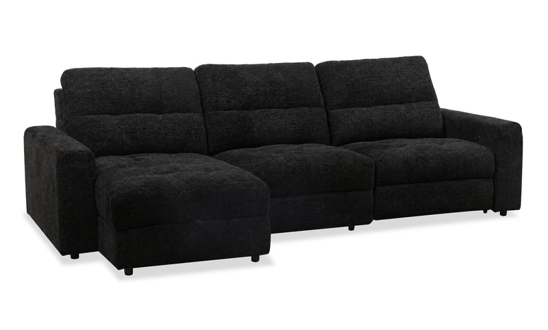 Sofa sectionnel modulaire à coulissement et inclinaison électriques de gauche Elevate de Scott Living 3 pièces en tissu de chenille - Ebony