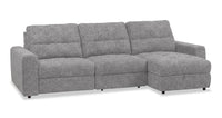  Sofa sectionnel modulaire à coulissement et inclinaison électriques de droite Elevate de Scott Living 3 pièces en tissu de chenille - gris