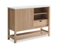 Armoire décorative Essex de 47,25 po à 3 tablettes avec porte coulissante - blanc vieilli