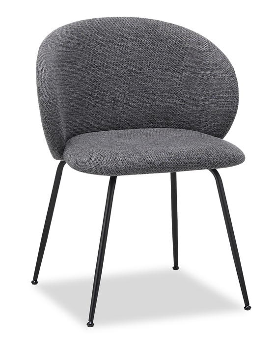 Ensemble de salle à manger Evita 5 pièces en pierre frittée avec table ronde de 41 po à 54 po (L) avec rallonge et 4 chaises grises - gris et noir 