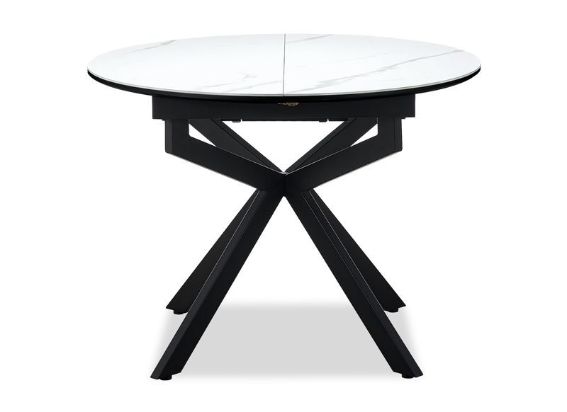 Ensemble de salle à manger Evita 5 pièces en pierre frittée avec table ronde de 41 po à 54 po (L) avec rallonge et 4 chaises grises - gris et noir 