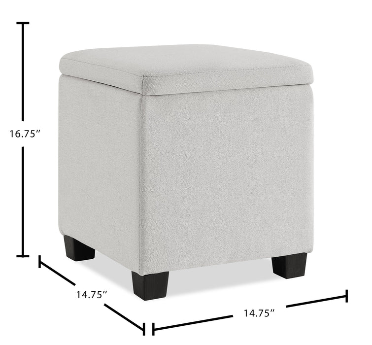 Pouf de rangement Halifax de 14,75 po en tissu - gris clair