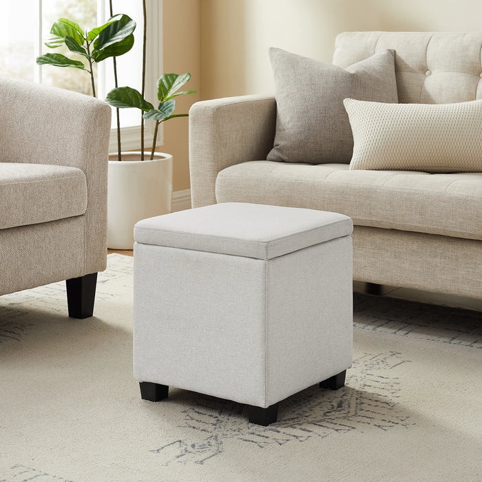 Pouf de rangement Halifax de 14,75 po en tissu - gris clair