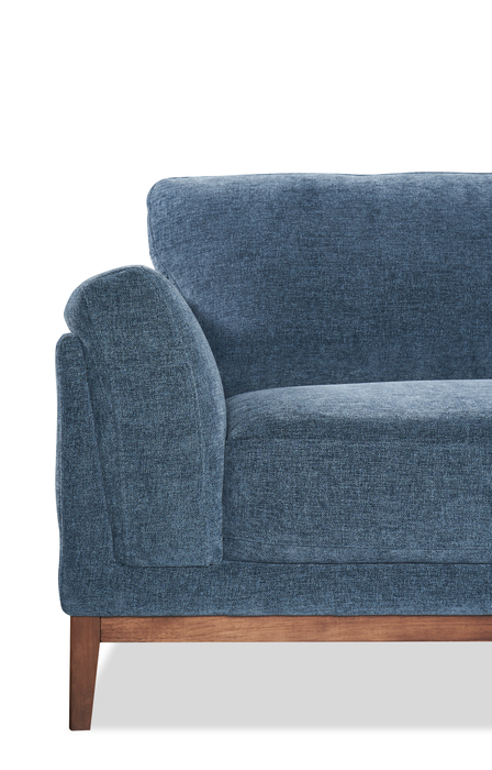 Sofa sectionnel de droite Horizon 2 pièces en tissu avec base et pattes en bois - bleu marine