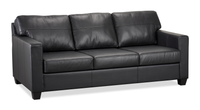  Sofa Lennox de 79 po fabriqué au Canada en cuir véritable avec coussins amovibles - noir