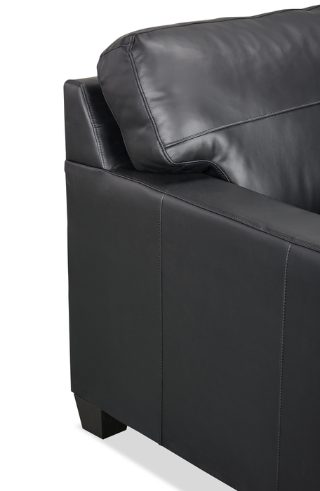 Sofa Lennox de 79 po fabriqué au Canada en cuir véritable avec coussins amovibles - noir