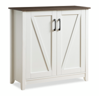 Armoire de rangement pour chaussures Lexie de 36 po avec dessus en chêne noyer - blanche