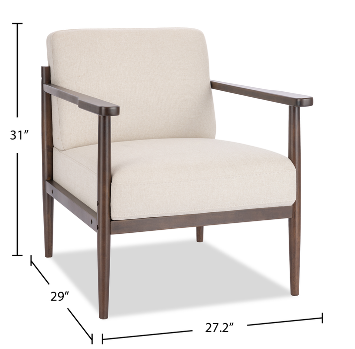 Fauteuil d’appoint Maci de 28,9 po d’apparence lin avec pattes en bois - taupe