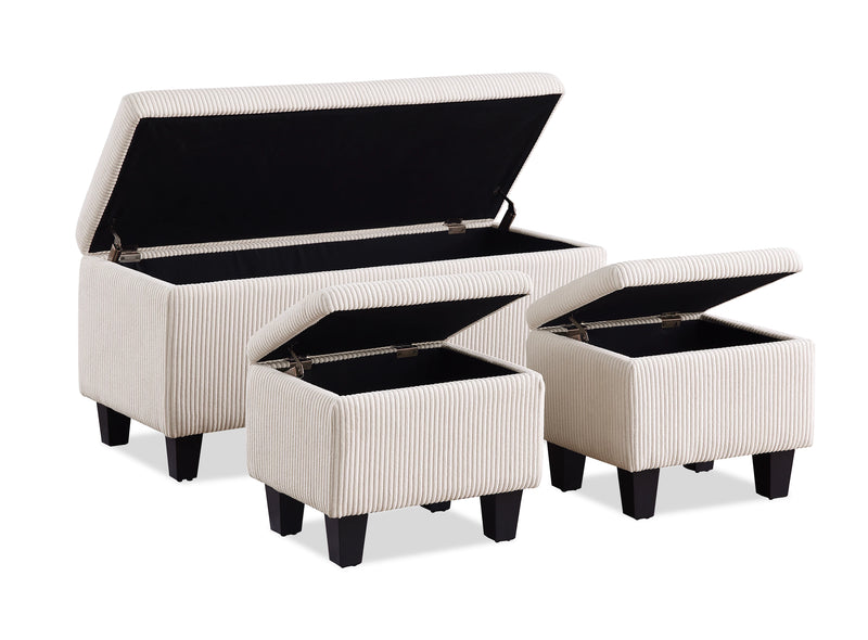 Ensemble de 3 poufs de rangement Marlow de 19.5 po - beige