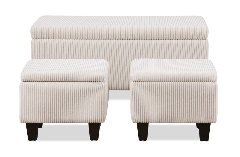 Ensemble de 3 poufs de rangement Marlow de 19.5 po - beige