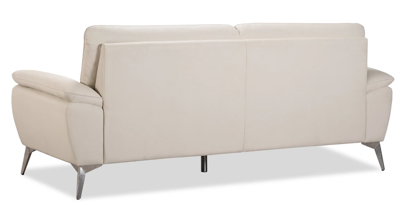 Sofa contemporain Mystic de 85,4 po en cuir véritable - givre