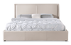 Nico Upholstered Storage Platform Bed in Vegan Leather Taupe Fabric, Hyrdraulic Lift  - Queen Size | Lit plateforme rembourré Nico en tissu de cuir végétalien taupe avec rangement et levage hydraulique - format grand lit