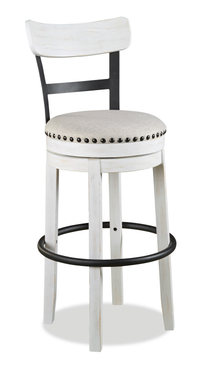 Tabouret bar Otis de 30,5 po (H) en tissu de cuir végétalien et en métal avec siège pivotant - blanc
