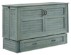 Armoire-lit Parker avec matelas en mousse à mémoire de forme à ressorts ensachés, bleue - format grand lit
