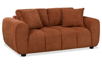  Causeuse Pebble de 70 po fabriquée au Canada en tissu avec coussins décoratifs assortis - orange