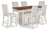 Piper 7pc Counter-Height Dining Set with Table & 6 Chairs, 60-72" Extension, Storage – White | Ensemble de salle à manger Piper 7 pièces de hauteur comptoir avec table de 60 po à 72 po (L) avec rallonge, 6 chaises et rangement - blanc