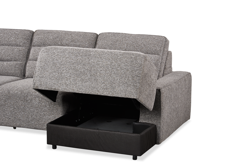 Sofa sectionnel Prestige de Shaquille O’Neal Home 4 pièces avec coulissement électrique et fauteuil long de rangement - gris