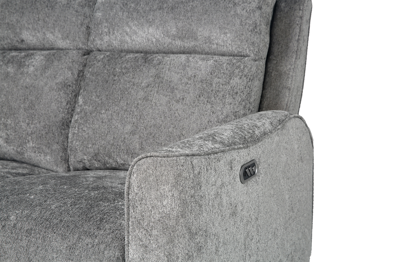 Causeuse à inclinaison électrique Primrose de 71 po en tissu de chenille avec appuie-tête électrique - ardoise