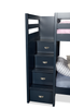 Quinn Bunk Bed with Built-in Staircase Dresser & Guard Rail for Kids, Blue - Twin/Twin | Lits superposés Quinn pour enfants avec commode escalier intégrée et garde-corps, bleus - simple et simple