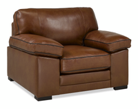 Fauteuil Rodeo de 46 po en cuir véritable de qualité supérieure avec coussins amovibles - marron