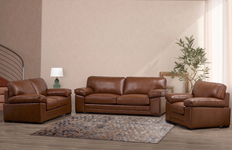 Fauteuil Rodeo de 46 po en cuir véritable de qualité supérieure avec coussins amovibles - marron 
