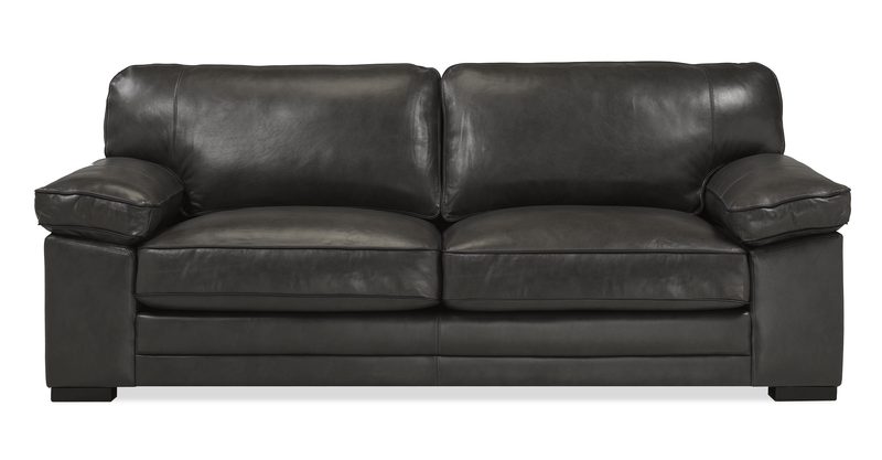 Sofa Rodeo de 91 po en cuir véritable de qualité supérieure avec coussins amovibles - anthracite