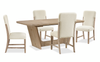 Sasha 5pc Extension Dining Set with Table & 4 Chairs, 82-94"W - Taupe & Natural Oak Brown | Ensemble de salle à manger Sasha 5 pièces avec table, rallonge de 82 po à 94 po (L) et 4 chaises - taupe et brun chêne naturel