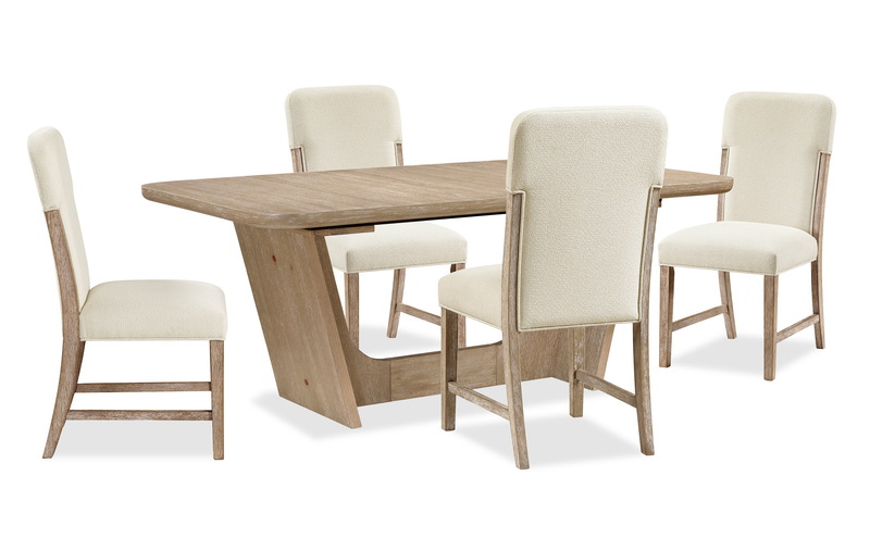 Ensemble de salle à manger Sasha 5 pièces avec table, rallonge de 82 po à 94 po (L) et 4 chaises - taupe et brun chêne naturel