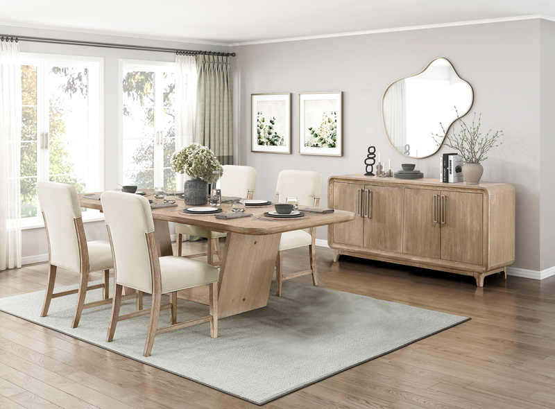 Ensemble de salle à manger Sasha 5 pièces avec table, rallonge de 82 po à 94 po (L) et 4 chaises - taupe et brun chêne naturel