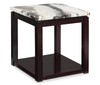 Table de bout traditionnelle Sicily de 22 po avec tablette - base brun foncé avec en imitation de marbre crème