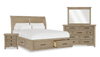 Sonoma 6pc Bedroom Set with Storage Bed, Dresser, Mirror & Nightstand, Light Brown - King Size | Ensemble de chambre à coucher Sonoma 6 pièces avec lit de rangement, commode, miroir et table de nuit, brun clair - format très grand lit