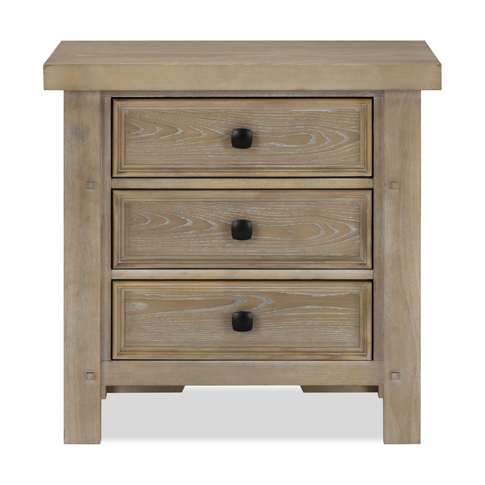 Ensemble de chambre à coucher Sonoma 6 pièces avec lit de rangement, commode, miroir et table de nuit, brun clair - format très grand lit