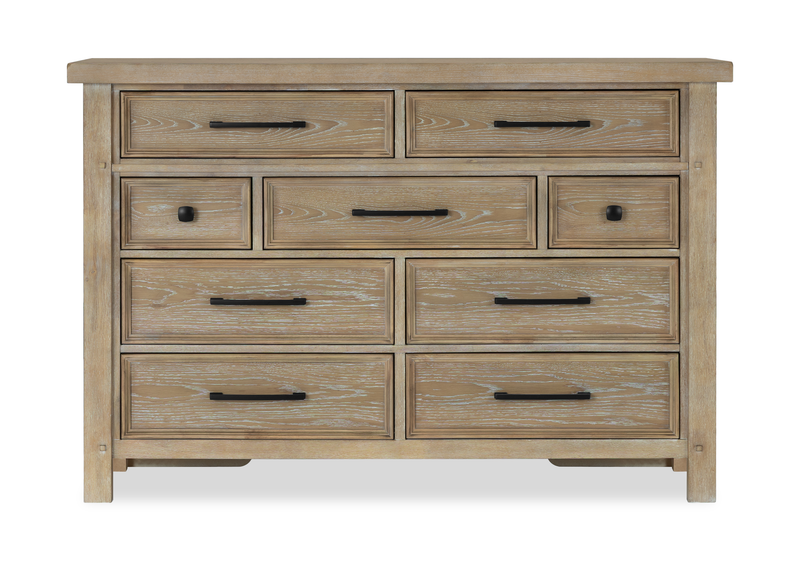 Commode Sonoma de 62 po (L) x 42 po (H) à 9 tiroirs pour la chambre à coucher - brun clair