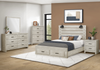 Soren Platform Storage Bed with Slat Headboard & Frame, Built-In LED, Bleached Oak - Queen Size | Lit plateforme de rangement Soren avec tête de lit à lattes, cadre de lit et éclairage à DEL intégré, chêne blanchi - format grand lit