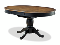 Table de salle à manger ronde Stella de 42 po à 57 po (L) avec rallonge papillon - noire et brune