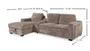 Sunset Linen-Look Fabric Left-Facing Sleeper Sectional with Storage and Built-In LED Lighting – Taupe | Sofa-lit sectionnel de gauche Sunset en tissu d’apparence lin avec rangement et lampe à DEL intégrée - taupe
