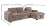 Sunset Linen-Look Fabric Right-Facing Sleeper Sectional with Storage and Built-In LED Lighting – Taupe | Sofa-lit sectionnel de droite Sunset en tissu d’apparence lin avec rangement et lampe à DEL intégrée - taupe