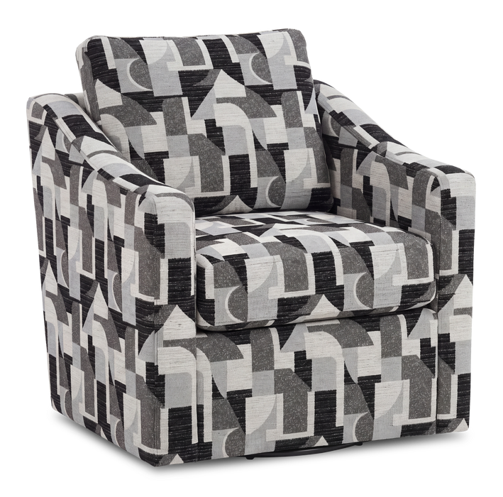Fauteuil d’appoint pivotant personnalisable de Sofa Lab de 32 po fabriqué au Canada en tissu - tissu décoratif Onyx