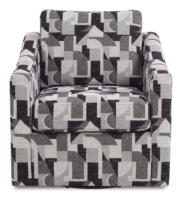 Fauteuil d’appoint pivotant personnalisable de Sofa Lab de 32 po fabriqué au Canada en tissu - tissu décoratif Onyx