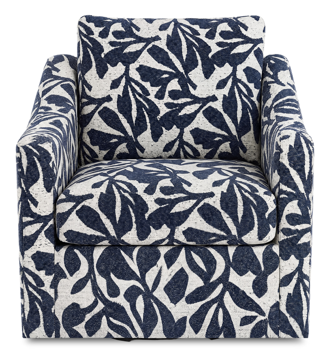 Fauteuil d’appoint pivotant personnalisable de Sofa Lab de 32 po fabriqué au Canada en tissu - tissu décoratif Marine