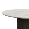 Sylvie 22” Modern Round End Table with Marble Look Top – Dark Brown | Table de bout ronde moderne Sylvie de 22 po avec dessus en imitation de marbre - brun foncé