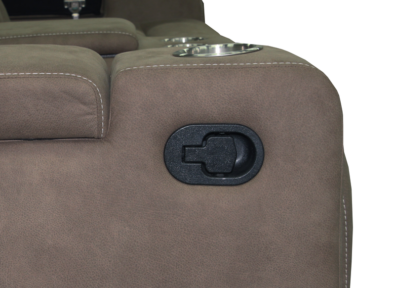 Causeuse inclinable Venture de 70,08 po en suédine avec rangement et porte-gobelets - chocolat
