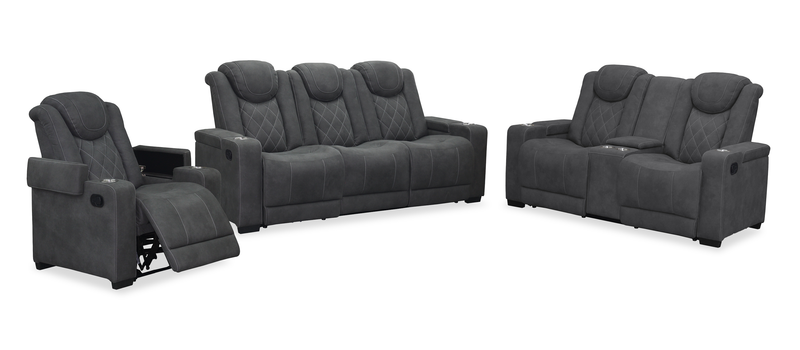 Fauteuil inclinable Venture de 35,83 po en suédine avec rangement et porte-gobelets - gris