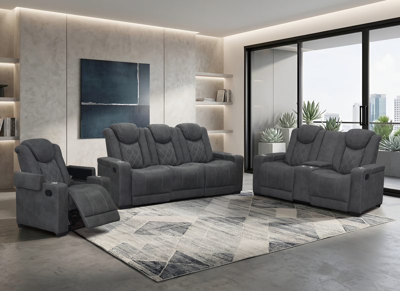 Fauteuil inclinable Venture de 35,83 po en suédine avec rangement et porte-gobelets - gris
