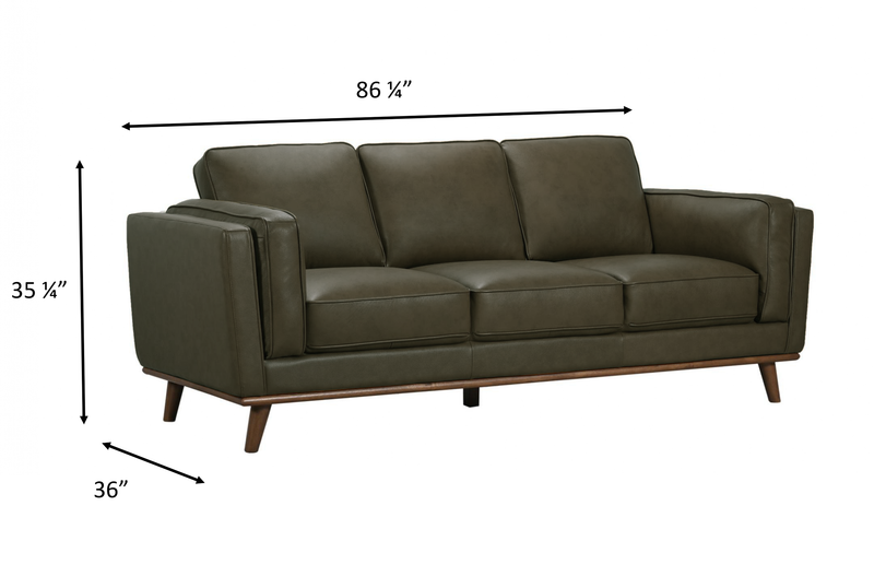 Sofa Viero de 86,2 po en cuir véritable - vert  
