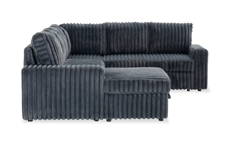Sofa-lit sectionnel de gauche Winston 3 pièces en tissu avec fauteuil long de rangement - ardoise