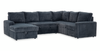 Sofa-lit sectionnel de gauche Winston 3 pièces en tissu avec fauteuil long de rangement - ardoise
